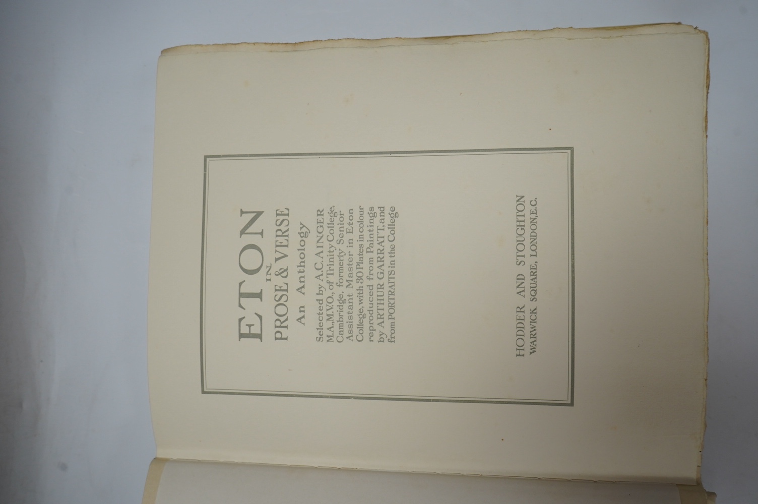 Gray, Thomas - Poems, with 4 black and white plates, contemporary gilt-decorated calf bound by Spottiswoode & Co. Ltd, a college prize book, title and portrait frontis badly spotted, Eton College Press, 1902 and Ainger,